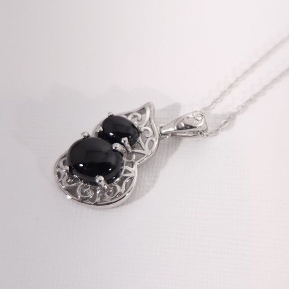 Australian Black Tourmaline Pendant Necklace Sterling Silver - Picture 3 of 12